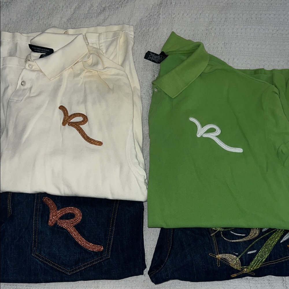 2 Rocawear outfits. Pants 40x32 shirts 3xL